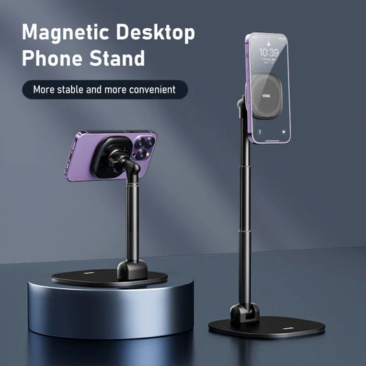 Foldable Stand Magnetic Desk Mount Phone Stand With 360 Degree Rotatable Holder And Adjustable Height For iPhone