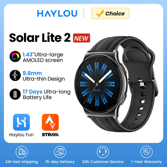 Haylou Solar Lite 2 Smartwatch AMOLED 1.43 150 Plus Sports Modes Health Monitoring Voice Calling For Fitness Enthusiasts