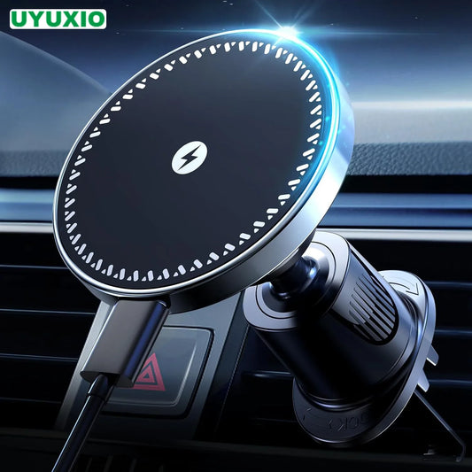 MagCharge Pro Wireless Car Charger 15W With Strong Magnetic Air Vent Mount For iPhone 12 To 16 Series