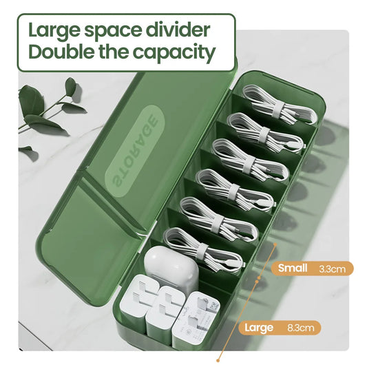Cord Box Pro Cord Organizer 7 Compartments Efficient Charger Storage Case For Home Office Travel